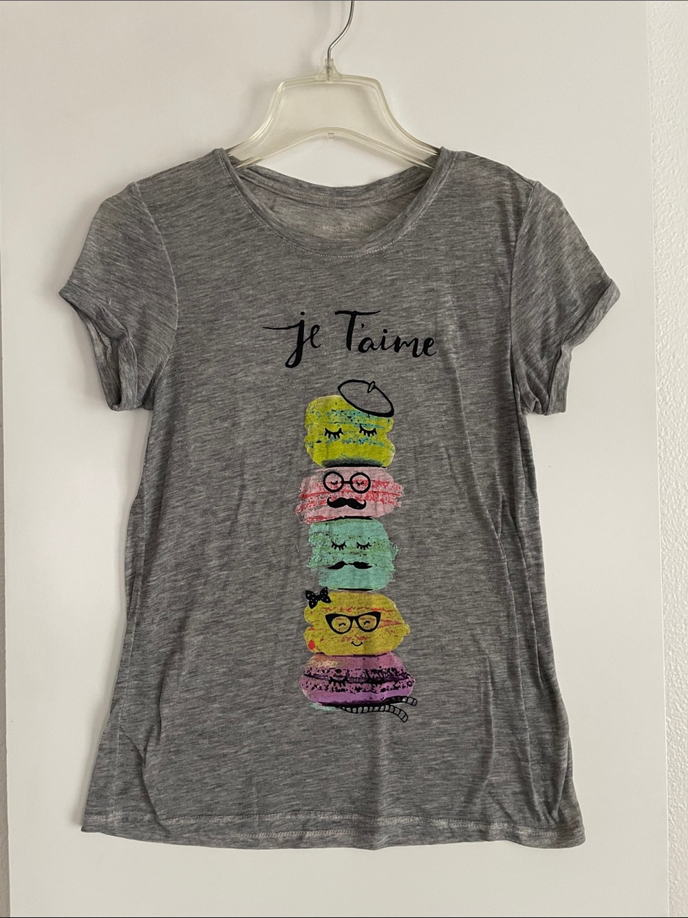 FRENCH “Je Taime” Harper & Elliott Grey Short Sleeve T Shirt Top Lightweight